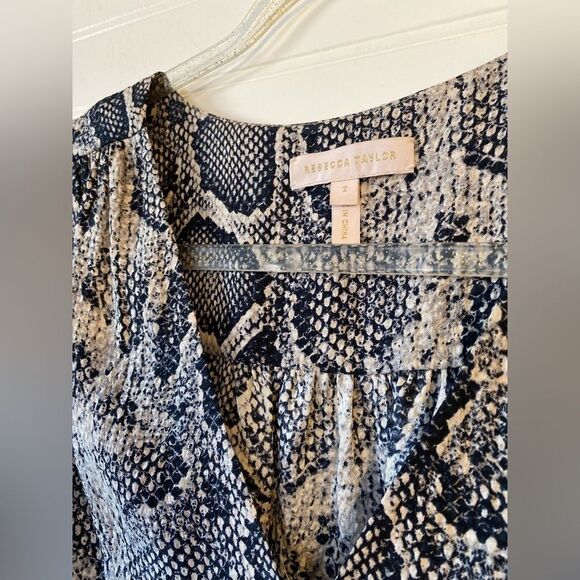 Rebeca Taylor 100% Silk Snake Animal Print Blouse Size 2 - Picture 2 of 6